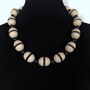 Vintage Beige & Black Lucite Beaded Necklace